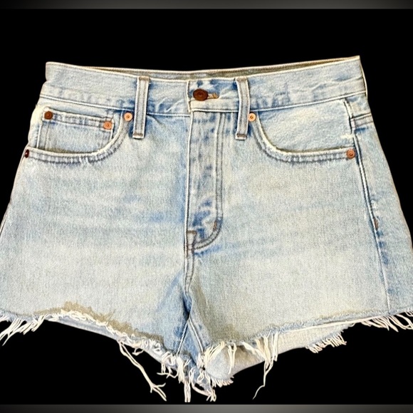 MADEWELL Relaxed Denim Cutoff Shorts Womens 23 Light Blue~100% Cotton~SKU110 - Picture 2 of 13